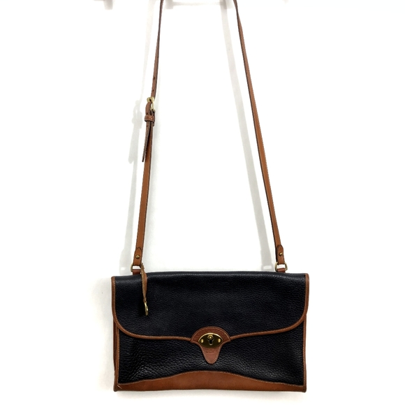 Dooney & Bourke Vintage Large Cavalry Portfolio Briefcase Navy AWL British Tan - Picture 2 of 9